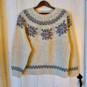 L.L. Bean Cream Nordic Fair Isle Sweater